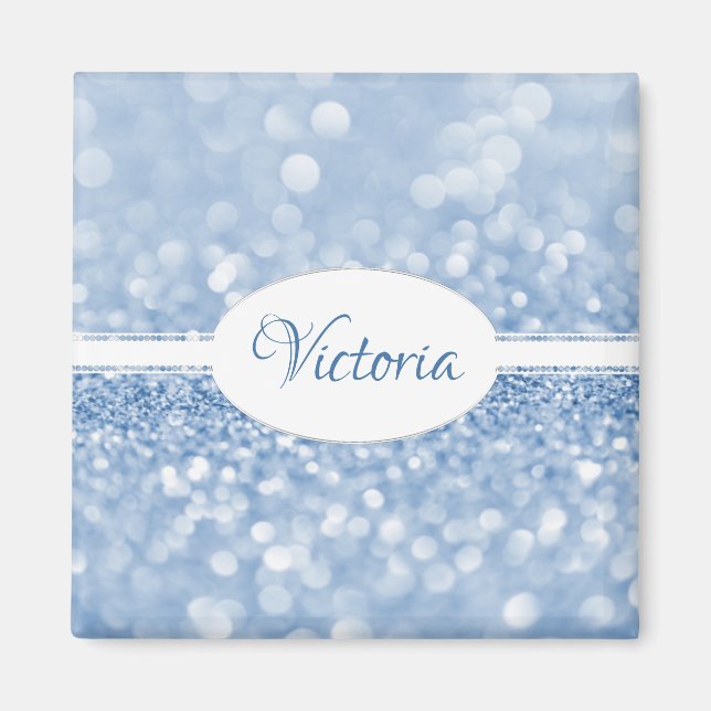 Blue Glitzer Personalisiert Magnet (Vorne)