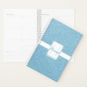 Blue Glitzer Personalisiert Planner Planer