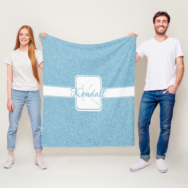 Blue Glitzer Personalisiert Throw Blanket Fleecedecke (Beispiel)