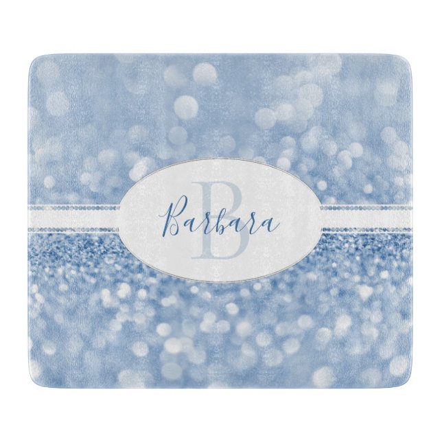 Blue Glitzer Personalization Cutting Board Schneidebrett (Vorderseite)