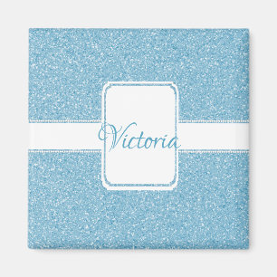 Blue Glitzer Personalize Magnet