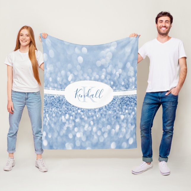Blue Glitzer Personalize Throw Blanket Fleecedecke (Beispiel)