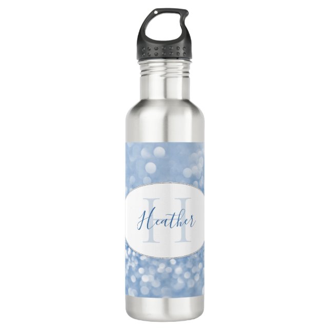 Blue Glitzer Persönliche Wasserflasche Edelstahlflasche (Vorderseite)