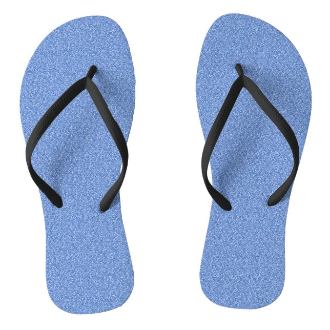 Blue Glitzer Print Metallic Wedding Braut Bräutiga Flip Flops (Fußbett)