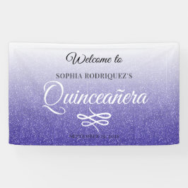 Blue Glitzer Quinceañera 15. Geburtstag Willkommen Banner
