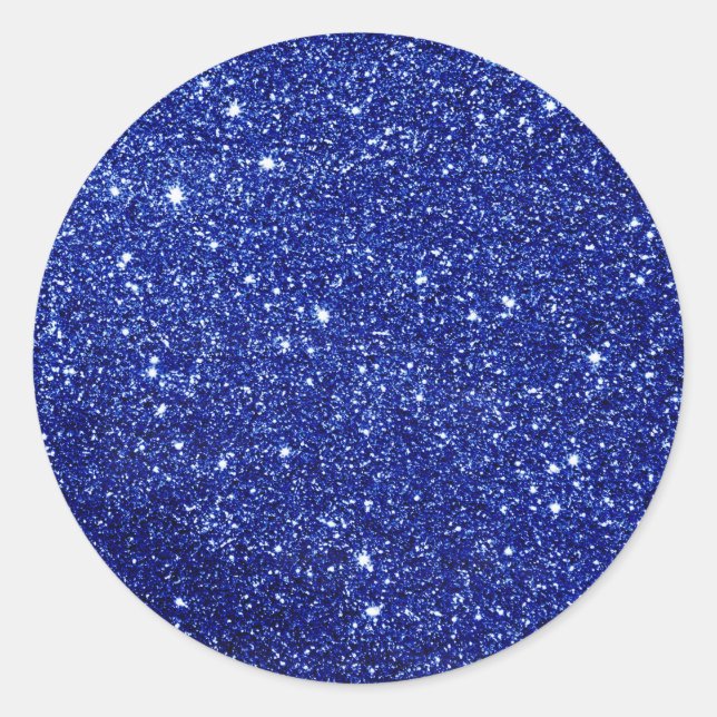 Blue Glitzer Runder Aufkleber (Vorderseite)
