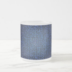 Blue Glitzer Sequin Mattiert Glass Kaffee Tasse Cu