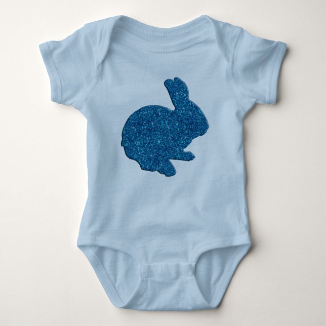 Blue Glitzer Silhouette Osterfest Sonniger Strampl Baby Strampler (Vorderseite)