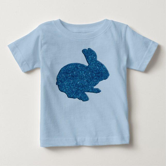 Blue Glitzer Silhouette Osterfest Sonniges Shirt (Vorderseite)