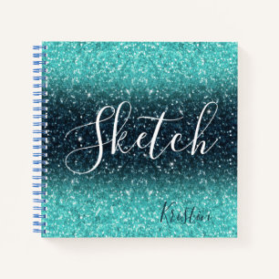 Blue Glitzer Sketchbook Notizbuch