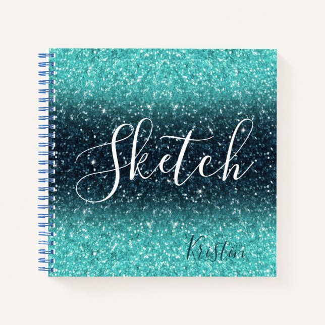 Blue Glitzer Sketchbook Notizbuch (Vorderseite)