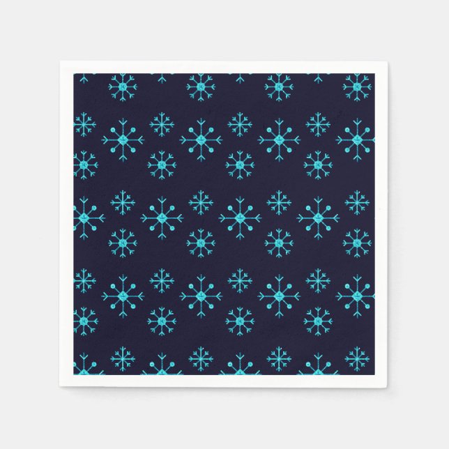 Blue Glitzer Snowflakes Napkins Serviette (Vorderseite)