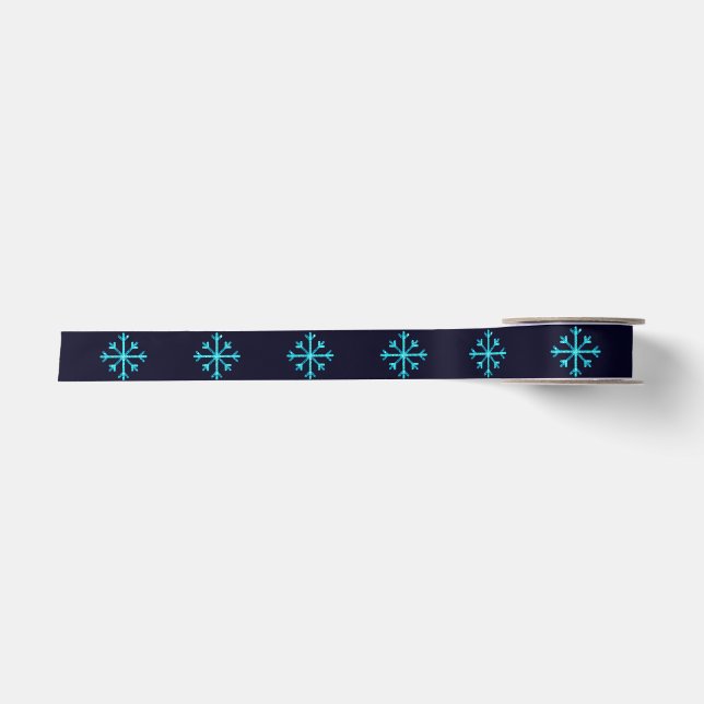 Blue Glitzer Snowflakes Satinband (Vorderseite)