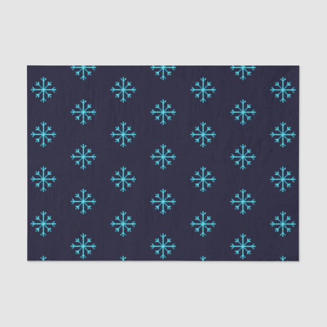 Blue Glitzer Snowflakes Seidenpapier (Vorderseite)