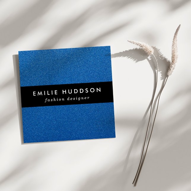 Blue Glitzer, Sparkle, Glitzer Hintergrund Quadratische Visitenkarte (Von Creator hochgeladen)