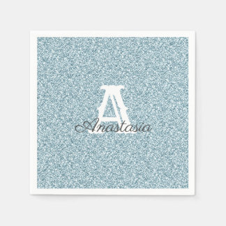 Blue Glitzer & Sparkle Monogram Napkin Serviette