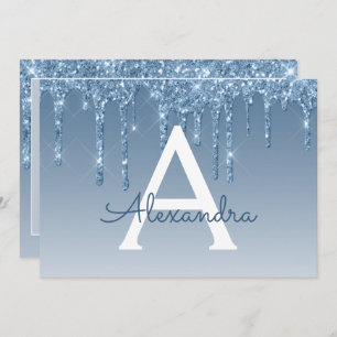 Blue Glitzer Sweet 16 Save the Date Einladung