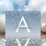 Blue Glitzer Sweet 16 Save the Date Einladung<br><div class="desc">Blue Sparkle and Dripping Glitzer 16 . Geburtstag Monogram Name and Initial Save the Date Birthday Party Einladung. Diese Einladung ist perfekt für die Blue Sparkle Glitzer Sweet 16 Birthday Party,  die in Ba Blue feiern möchte.</div>