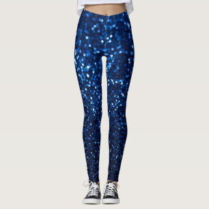 Blue Glitzer Texture Festivals Sparkor Leggings