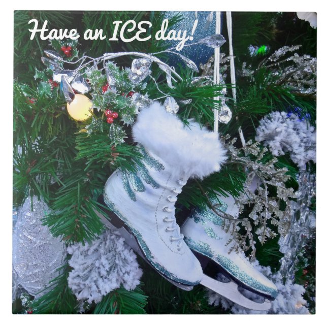Blue Glitzer und Fur Ice Skate auf Weihnachtsbaum Fliese (Vorderseite)