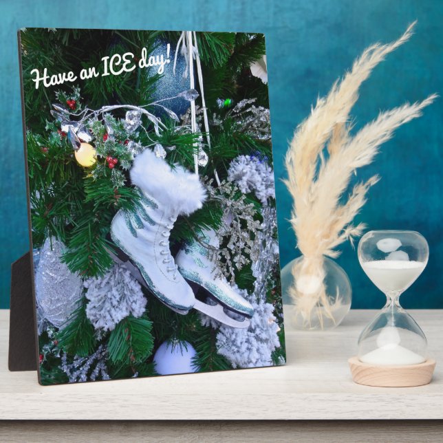 Blue Glitzer und Fur Ice Skate auf Weihnachtsbaum Fotoplatte (Seite)