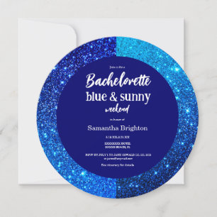 Blue Glitzer Weekend Bachelorette Runde Einladung