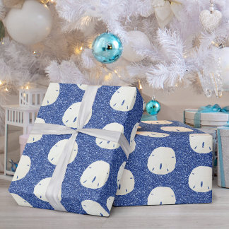 Blue Glitzer Weihnachts Beach Sand Dollar Geschenkpapier