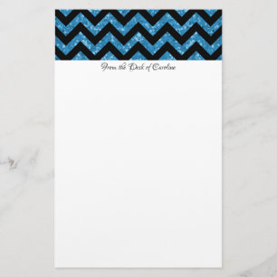Blue Glitzer Zickzack Stationery Briefpapier
