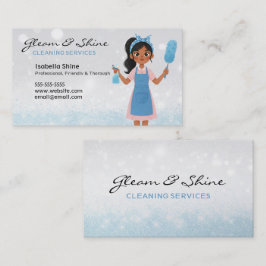 Blue Glitzern Cleaner Reinigungsservice Housekeepe Visitenkarte