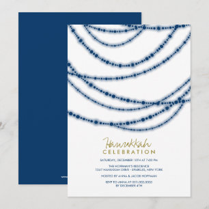 Blue Glitzern Hanukkah Celebration Holiday Party Einladung