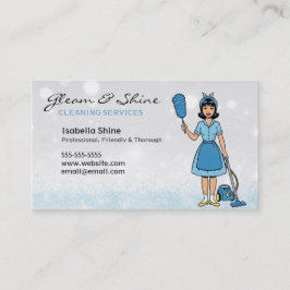 Blue Glitzern Retro Cleaner Reinigungsdienst Fraue Visitenkarte