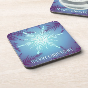 Blue Glitzern Snow Star Flakes Getränkeuntersetzer