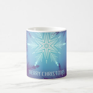 Blue Glitzern Snow Star Flakes Kaffeetasse