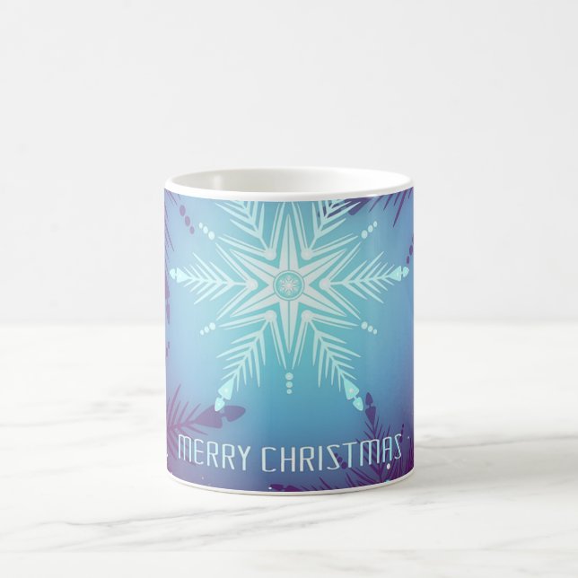 Blue Glitzern Snow Star Flakes Kaffeetasse (Mittel)