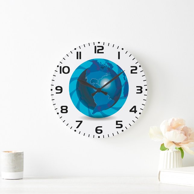 Blue Globe Große Wanduhr (Von Creator hochgeladen)