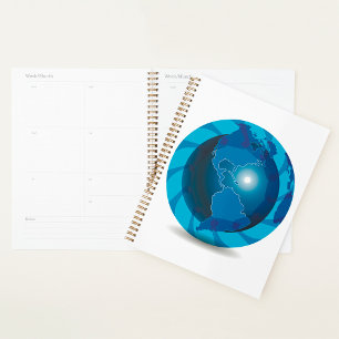 Blue Globe Spiral Planner Planer