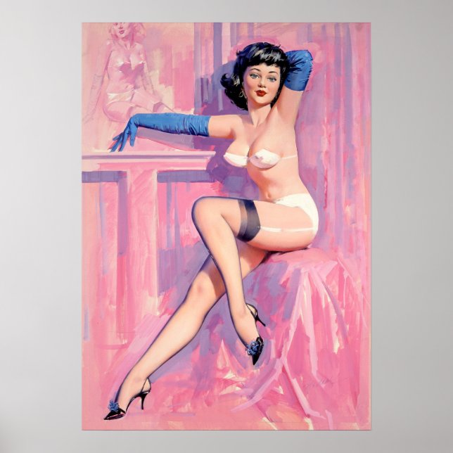 Blue Gloves Pinup Poster (Vorne)