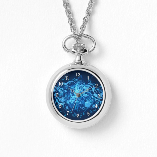 Blue Glow Musiknoten Armbanduhr (Vorderseite)