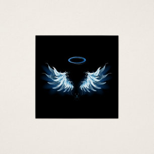 Blue Glowing Angel Wings on black background