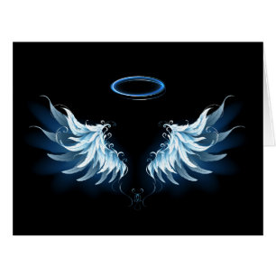 Blue Glowing Angel Wings on black background