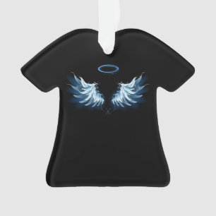 Blue Glowing Angel Wings on black background