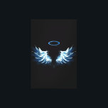 Blue Glowing Angel Wings on black background Leinwanddruck<br><div class="desc">Light,  artistic,  blue angel wings on a black background. Angel wings.</div>