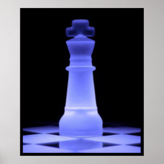 Blue Glowing King Chess Teil Poster