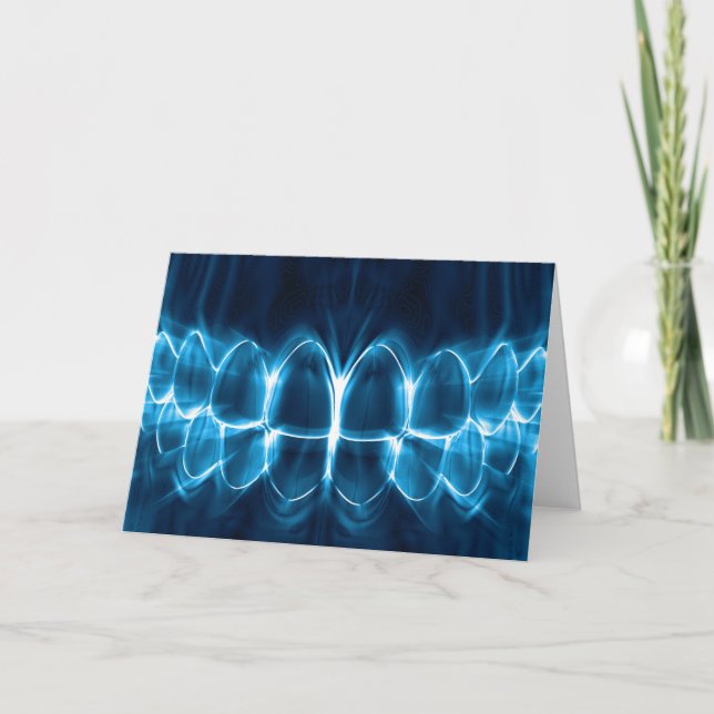 Blue Glowing Teeth Smile Dentist Orthodontist Card Karte (Vorderseite)