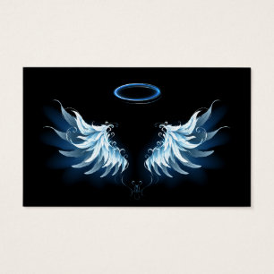 Blue Glows Angel Wings auf schwarzem Hintergrund