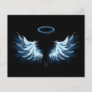 Blue Glows Angel Wings auf schwarzem Hintergrund