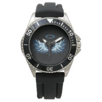 Blue Glows Angel Wings auf schwarzem Hintergrund