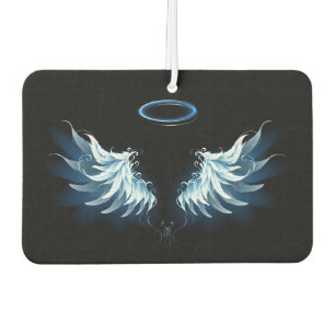 Blue Glows Angel Wings auf schwarzem Hintergrund Autolufterfrischer