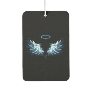 Blue Glows Angel Wings auf schwarzem Hintergrund Autolufterfrischer