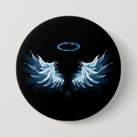 Blue Glows Angel Wings auf schwarzem Hintergrund